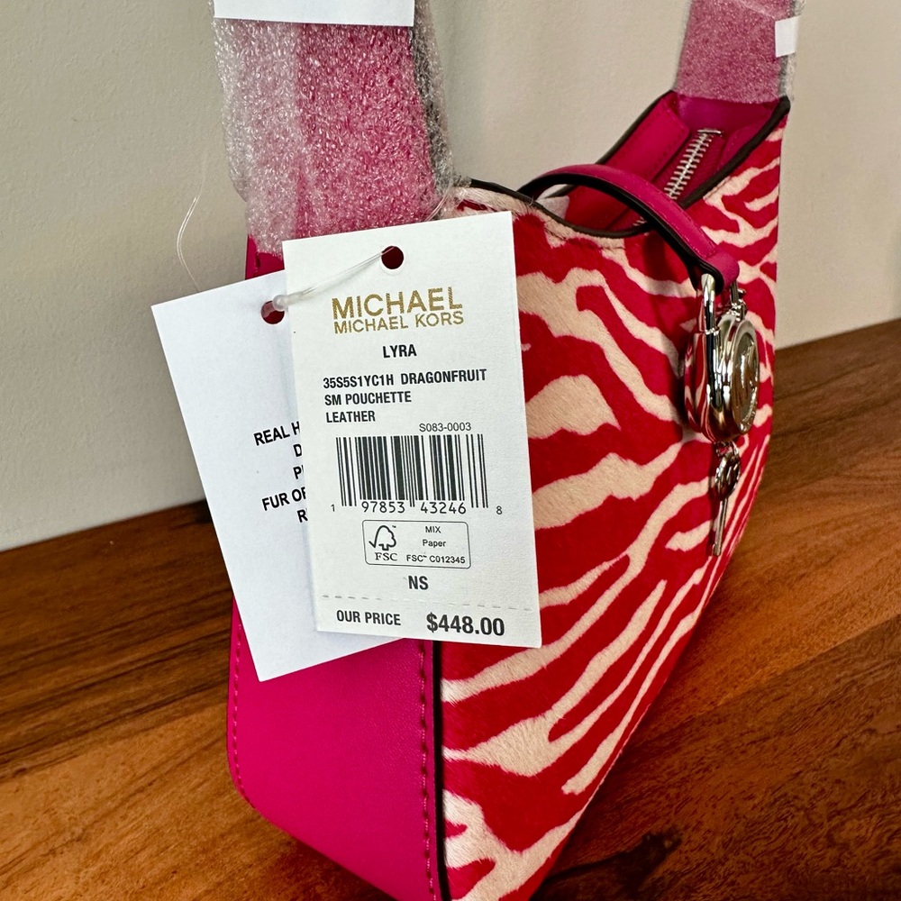 Lyra Small Zebra Print Calf Hair Pochette - Picture 9 of 11
